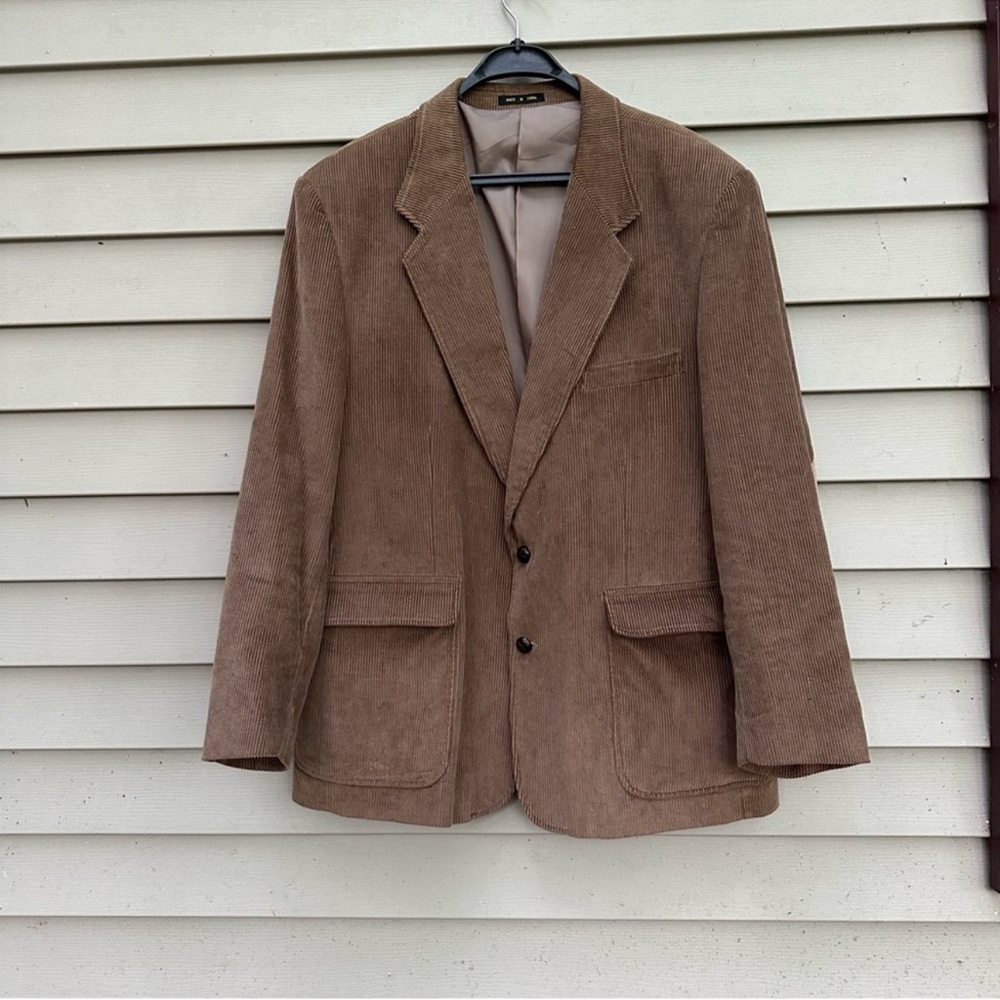 Vintage Brown Corduroy Blazer Mens 46 Elbow Patches Members Only